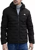 ATLASLAVA Herren Daunenjacke Warme MäNner Winterjacke WintermäNtel Lightweight Outdoor Puffer Jacke Kapuze Schwarz XL