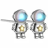 Holibanna 1 Paar Astronauten-Ohrstecker Niedliche Cartoon-Raumfahrer-Ohrringe Weltraum Stern Planet 925Er Silber Ohrringe Astronauten-Party Für Mädchen Süßer Schmuck