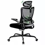 Marsail Bürostuhl Ergonomisch Schreibtischstuhl:Verstellbarer Kopfstütze Lendenwirbelstütze Klappbaren 3D Armlehnen,Computerstuhl hat Höhenverstellung,Dickes Sitzkissen,Drehstuhl Bis 300LB Belastbar
