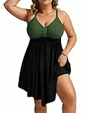 Hanna Nikole Badeanzug Damen Mit Cups GroßE GrößE Badekleid Einteiler Bauchweg Badeanzug Shape Bademode GerüSchter Schwimmanzug Weiche Strandmode Mit Badeshorts &Verstellbarer Schultergurt