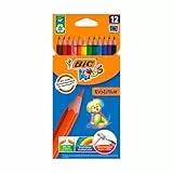 BIC Kids ECOlutions Evolution Buntstifte Set (für Kinder ab 5 Jahren, Farbstifte ohne Holz, mit bruchsicherer Mine - sicher Schreiben, 12 Stifte im Kartonetui)