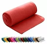 wometo Polar Fleecedecke oekoTex 130x160 ca. 400g mit Anti-Pilling und Kettelrand rot