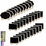 Mini Tafeln Schilde mit Ständer, 30 Stück Holz Kleine Tischtafel Beschriften mit Löschbar Kreidemarker Tischkarten Preisschilder Platzkarten Aufsteller für Hochzeit Geburtstag Candybar Buffet Party