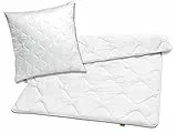 sleepling 192805 Bettwaren Set | Kopfkissen 80 x 80 cm + Ganzjahresbettdecke 135 x 200 cm | medium Bettdecke | Mikrofaser Decke | Ökotex | Wärmeklassengarantie | Made in EU, weiß