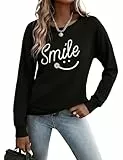 Gyabnw Damen Sweatshirt ohne Kapuze modischer Pullover Rundhalsausschnitt leicht für Frühling und Herbst