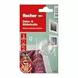 fischer Bilderkralle, Bilderhaken in Weiß, Montage ohne Bohren & Werkzeug, der bessere Nagel, Wandhaken zur Befestigung von Bildern, Deko, Uhren, uvm., 8 Stück