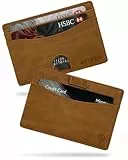 AKIELO Kartenetui mit RFID Schutz und Geschenkbox – Minimalistisch Herren Geldbörse – Kompakte und Schlanke Wallet (Echo - Hellbraune Ausgabe)