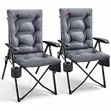 EVER ADVANCED Campingstuhl Faltbar Rückenverstellbar in 4 Positionen bis 150 KG Klappstuhl 6cm Dicke Gepolstert mit Seitentasche Getränkhalter Gartenstuhl Hohe Lehne Angelstuhl für Camp Garten Balkon