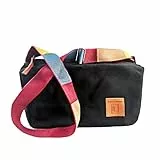 Lin‘s Liliana Canvas Umhängetasche rechteckig, Crossbody Tasche Schultertasche Shoulder Bag (Schwarz)