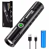 MOWETOO LED Taschenlampe Aufladbar, 3500 Lumens Extrem Hell Taschenlampen, Zoombare Klein Flashlight Torch mit Batterie 3 Lichtmodi für Camping, Outdoor, Wandern, Vatertagsgeschenk