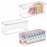 iDesign Aufbewahrungsbox aus Kunststoff, stapelbar, mit Scharnierdeckel, für Küche, Bad oder Büro, transparent, 3 Stück