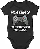 Baby Body Junge Mädchen - Zur Geburt - Player 3 has entered the game I Zocker Schwangerschaft verkünden Gamer - 3/6 Monate - Schwarz - werdende eltern geschenk geschenke für babys born nerd bodys