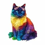 Holz-Katzenpuzzle – 201 Teile Unregelmäßiges Tierpuzzle, Farbenfrohes Holzkatzen-Design Im Morandi-Stil | Kreatives Sammelspiel Für Teenager, Katzenliebhaber, Urlaub, Geburtstag, Büro, Wohnzimmer, Sch