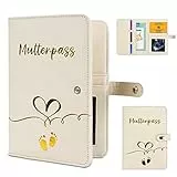 Mutterpasshülle aus Kunstleder, mit F?Chern zur Aufbewahrung von Versicherungskarten,Ultraschallbildern und Mütter Impfpass Hülle - Als Schwangerschaft verkünden Geschenk