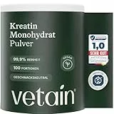 VETAIN Creatin Monohydrat Pulver 500g - Ultrafein (Mesh 200) - 100 Portionen reines Kreatin - optimal hochdosiert - vegan & ohne unnötige Zusätze - produziert & laborgeprüft in Deutschland