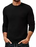 PJ PAUL JONES Pullover für Herren Waffelmuster Langarm Regular Fit Pullover für Winter Schwarz XL