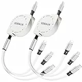 SDBAUX USB C auf Multi USB Kabel,[3A/1M/2Stück] Mehrfach USB Typ C bit 3 in 1 Einziehbares Ladekabel mit iP/Micro USB/Typ C Ports,für iOS Telefon,Android Galaxy,Oneplus,Honor View,LG,Sony,Moto,Xiaomi