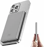 Ultra Slim iPhone Powerbank für Magsafe, Ntaanoo Magnetische Power Bank Induktives Laden 5000mAh, 20W Schnellladung Wireless Externe Handyakkus für iPhone 17/16/15/14/13/12, Titanium Grau
