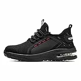 Rona Shoes Sicherheitsschuhe Arbeitsschuhe Stahlkappenschuhe Leichte Bequeme Sportliche Arbeitsschutzschuhe Herren Damen Luna Black EU 46