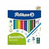 Pelikan 724013 - Buntstifte sechseckige Holzstifte Packung mit 24 Farben