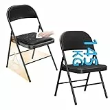 JMGJOY Klappstühle 2er Set Klappstuhl Gepolstert mit Metallrahmen & PU Sit bis 145kg Belastbar Klappstühle für Partys Hochzeite Veransta Gäste Büro Camping (2, Schwarz)