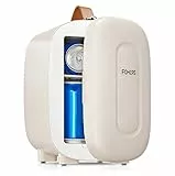 FOHERE Mini Kühlschrank 5 Liter /6 Dosen, Kühlung und Erwärmung, 220V AC/12V DC Thermoelektrische, Getränke & Skincare Mini-Kühlschrank für Schlafzimmer, Auto, Schlafsäle, Büro Schreibtisch, Weiß