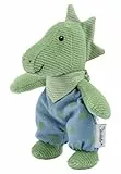 Sterntaler mini Kuscheltier Dino Rexi - Kleines Plüschtier aus Feincord und Jersey - Baby Spielzeug mit Rassel - treuer Begleiter zum Entdecken, Kuscheln & Spielen, steingrün