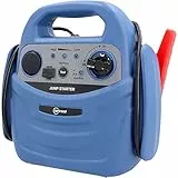 cartrend tragbare Energiestation mit Starthilfe-Funktion und integriertem Kompressor bis 7 bar, USB- und 12 V Kfz-Anschluss, 600 A, blau