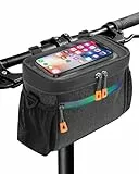 OlaVeg 4.2L Lenkertasche Fahrrad Wasserdicht Fahrradtasche Lenker Lenkertasche Ebike Große Kapazität mit Ouchscreen Reflektierendem Band Regenschutz Abnehmbarer Schultergurt Für Stadtpendler Reisen