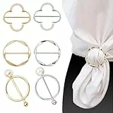 HABNI 6 Stück Broschen Für Kleidung T Shirt Clip Broschen Für Kleidung Tuchring Gürtelschnalle Damen Schal Ring Clip T-Shirt Krawattenklammern Für Damen Hemd Taillenmieder Clips Zum Spannen