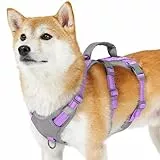 Huntboo Sicherheitsgeschirr Hund Ausbruchsicher, Panikgeschirr für Hunde, Reflektierendes Geschirr Hund mit Griff, Verstellbare Hundegeschirr für kleine, mittelgroße und große Hunde (Lavendel Lila,S)