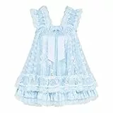 Satini Dessous Satin Sissy Babydoll-Stil Rüschen Rüschen Spitze Nachthemd Negligee Cosplay Nachtwäsche Kleid (Baby blau - Baby blau, M)