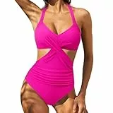 Bikini Damen Iris & Lilly Suit Up Push Bademode Taille Baden Hohe Bademode Damen Monokini Badeanzug Wrap Bademode Einteiler Bauchweh