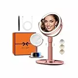 B Beauty Planet Beleuchteter Makeup Spiegel 30X Vergrößerungsspiegel mit 3 Farblicht, dimmbare LED & höhenverstellbar - Kosmetikspiegel 2-seitig für Badezimmer - Geschenk für Frauen Roségold