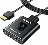 GANA HDMI Splitter 4K 60Hz 2 in 1 Out Switcher Mit 1m Kabel, Aluminiumgehäuse, HDCP2.2 UHD 3D für PS5/4, Xbox, Blu-Ray DVD, Fire TV Stick, Chromecast, Monitore
