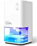 Heelay® Luftentfeuchter, 1200ML Kleiner Energiesparender Elektrischer Luftentfeuchter,Tragbar,Ultra Leise,Auto Abschaltung,7 Farbiges Licht,Raumentfeuchter Dehumidifier für Schlafzimmer,Bad,Home