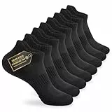 Mowenti Sneaker Socken Herren 43-46 Damen Sportsocken Tennissocken Wandersocken Laufsocken Frottee Running Socks 8 Paar Schwarz