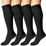 DDOBB Kompressionsstrümpfe Damen und Herren 4 Paar Stützstrümpfe Kompressionssocken Stützsocken Reisestrümpfe für Flug Sport Running Radsport (Schwarz, L-XL)