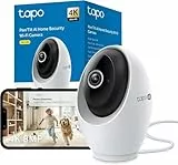 Tapo C260 4K 8MP Überwachungskamera Innen 360°, Lokale KI-Erkennung, Physischer Privatsphärenmodus, 18-Facher Digitalzoom, Bewegungsverfolgung, Zwei-Wege-Audio, MicroSD-Karte Bis zu 512 GB