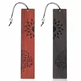 TIESOME Vintage Lesezeichen aus Holz mit Anhänger, 2 Stück, handgefertigte Holz Lesezeichen für Buchliebhaber Retro Seitenmarkierungen einzigartige Lesezeichen Geschenke für Frauen Männer(B)