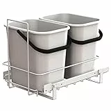 LM 66/2 Einbau Mülleimer weiß ausziehbar Duo Mülltrennsystem für Küche Unterschrank, 2 Abfalleimer weißer Korbauszug 29x48x35,5 cm
