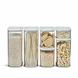 Mepal 6-teiliges Set Vorratsdosen mit Deckel - Lebensmittelbehälter Rechteckige - Küchenorganizer aus Kunststoff - Vorratsbehälter Luftdicht - 2x 2000 ml, 2x 1000 ml, 1x 1500 ml & 1x 425 ml - White