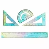 SacJkt Flexibles Lineal Set, Geometrie Set, 4 Stück Bunt Flexibles Lineal mit Geodreieck, Ideales Zeichenwerkzeug für Schüler Lehrer Ingenieure und Zeichner(30 cm)