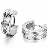 JewelryWe Schmuck Herren Ohrringe, Edelstahl, Glänzend Poliert Creolen Ohrstecker, Silber
