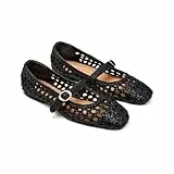 GIOSEPPO Mary-Jane Ballerinas aus geflochtenem Leder, Schwarz, 38 EU