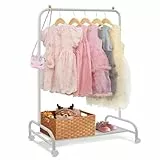 YGJT Kleiderständer Kinder Kleiderständer Metall Rollbar stabil weiß rosa für Mäntel Röcke Kostüme Accessoires