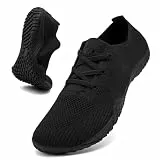 MGNLRTI Barfuss Schuhe Damen Barfußschuhe Sportschuhe Turnschuhe Fitnessschuhe Leichte Hallenschuhe Stoffschuhe Atmungsaktive Freizeitschuhe Joggingschuhe Gym Sneaker Damen Schwarz Größe 42 EU