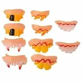 GLEAVI 10 Stück Halloween Scherzartikel Künstliche Zähne Party Gebiss Gruseliges Halloween Zubehör Schmerzfreies Tragen Realistische Vampirzähne Zufällige Farbe