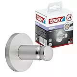 tesa MOON Klebehaken, verchromt, runde Form - Bad-Haken zur Wandbefestigung ohne Bohren, inkl. Klebelösung - 36 mm x 36 mm x 36 mm