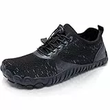 WateLves Barfuss Schuhe Damen Fitnessschuhe Knit Barfußschuhe Herren Minimalistische Breiter Zehenbox(Schwarz,41EU)